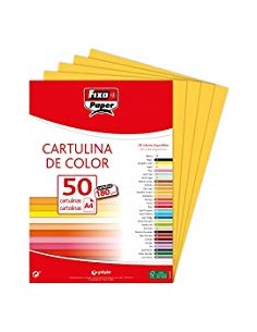 PAQ 50 CARTULINAS FIXO A4 180G AMARILLO CANARIO