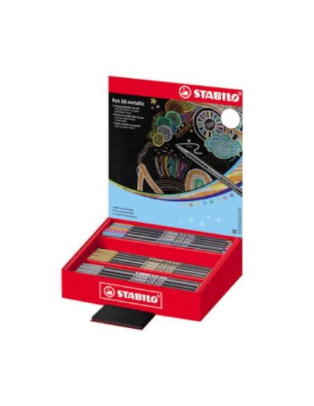 EXPOSITOR SOBREMESA 60 ROTULADORES PEN 68 METALLIC SURTIDOS STABILO 68/60-8/4
