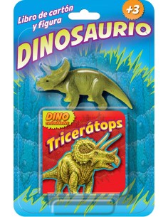 TRICERATOPS LIBRO DE CARTON Y FIGURA DINOSAURIO