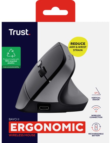 Bayo II ratón mano derecha RF inalámbrico Óptico 2400 DPI