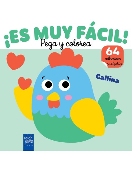 Es muy facil Pega y colorea Gallina