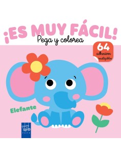 Es muy facil Pega y colorea Elefante
