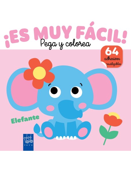 Es muy facil Pega y colorea Elefante