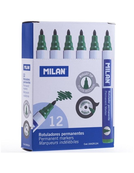 MILAN ROTULADOR PERMANENTE PUNTA REDONDA VERDE -12U-