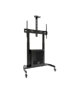 NARNIA Soporte de Suelo con Armario Multiusos + Accesorios Rack para Pantallas 60"- 100", Negro