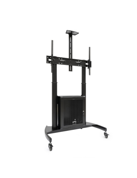 NARNIA Soporte de Suelo con Armario Multiusos + Accesorios Rack para Pantallas 60"- 100", Negro