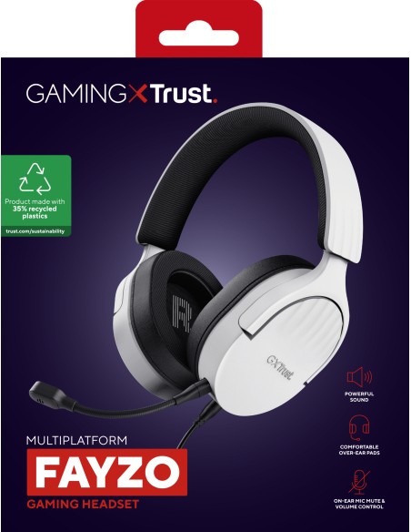 GXT 489W FAYZO Auriculares Alámbrico Diadema Juego Negro, Blanco