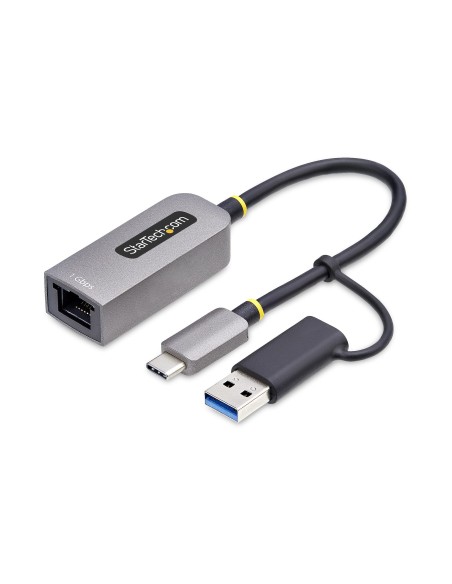 Adaptador USB-C a Ethernet con Dongle USB-A - Adaptador de Red USB Tipo C - Adaptador Ethernet - 10/100/1000Mbps - Adaptador de 