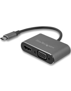 Adaptador USB-C a VGA y HDMI - 2en1 - 4K 30Hz - Gris Espacial - Adaptador Gráfico Externo USB Tipo C