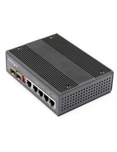 Switch Conmutador Industrial Ethernet Gigabit 6 Puertos - 4x RJ45 PoE - 2 Ranuras SFP PoE+ de 30W 12-48VDC DIN (IES1G52UP12V)
