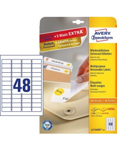 L4736REV-25 etiqueta autoadhesiva Rectángulo redondeado Desmontable Blanco 1440 pieza(s)