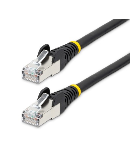 Cable de 0,5m de Red Ethernet CAT6a - Negro - Low Smoke Zero Halogen (LSZH) - 10GbE - 500MHz - PoE++ de 100W - Snagless sin Pest