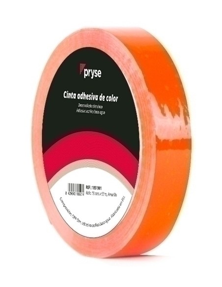 CINTA ADHESIVA PRYSE OPP 19x63 NARANJA - Pack de 6 unidades