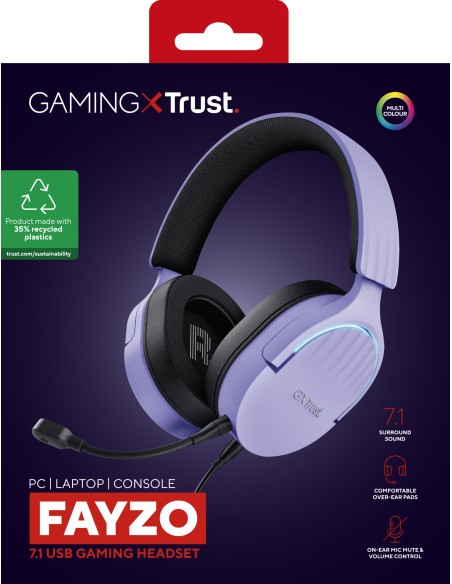 GXT 490P FAYZO Auriculares Alámbrico Diadema Juego USB tipo A Negro, Púrpura