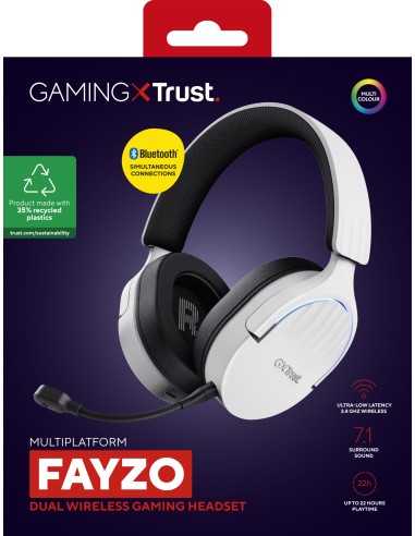 GXT 491W FAYZO Auriculares Inalámbrico y alámbrico Diadema Juego USB Tipo C Bluetooth Negro, Blanco