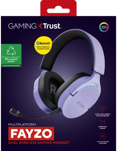 GXT 491P FAYZO Auriculares Inalámbrico y alámbrico Diadema Juego USB tipo A Bluetooth Negro, Púrpura