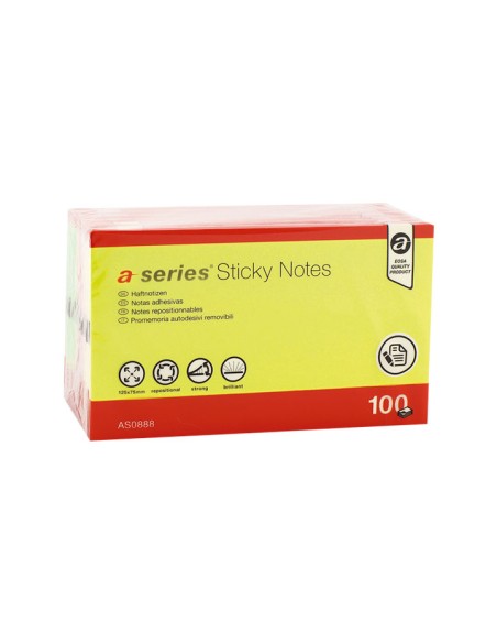 BLOC NOTAS A-SERIES STICKY 75X125 NEON AS0888