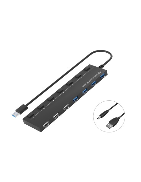 HUBBIES09B hub de interfaz USB tipo A 5000 Mbit/s Negro