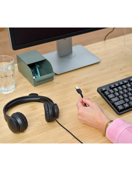 HS-201 Auriculares Alámbrico Diadema Oficina/Centro de llamadas USB tipo A Negro