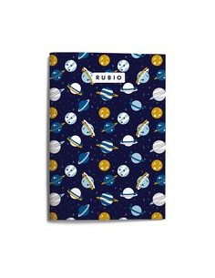 LIBRETA A4 44H 80G CUADRICULA 4X4 PLANETAS AZUL RUBIO