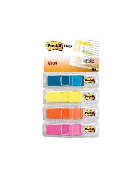 Highlighting Flags, Bright Colors, 1/2 in Wide, 35/Disp, 4 Disp/Pack bandera adhesiva 35 hojas