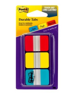 Tabs, 1 inch Solid, Red, Yellow, Blue, 22 Tabs/Color, 66/Dispenser pestaña autoadhesiva Azul, Rojo, Amarillo