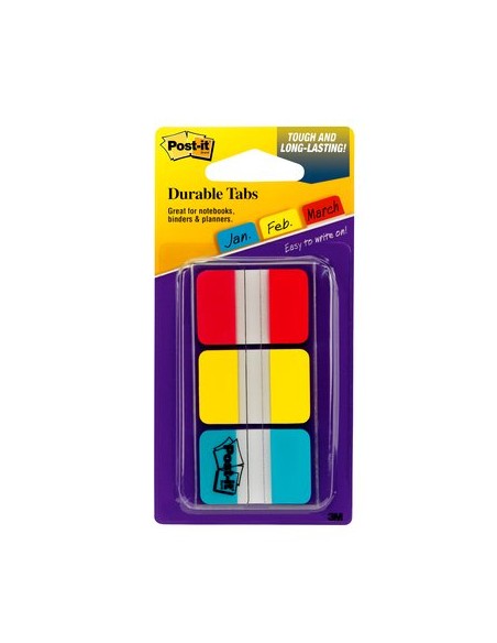 Tabs, 1 inch Solid, Red, Yellow, Blue, 22 Tabs/Color, 66/Dispenser pestaña autoadhesiva Azul, Rojo, Amarillo