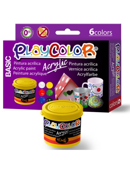 ESTUCHE ACRYLIC BASIC 40ML. 6 COLORES SURTIDOS PLAYCOLOR 18191.