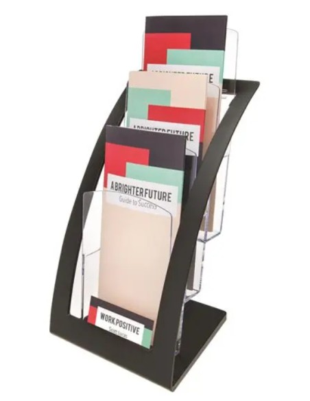 693604 estantería para libros 3 estanterías Negro, Transparente