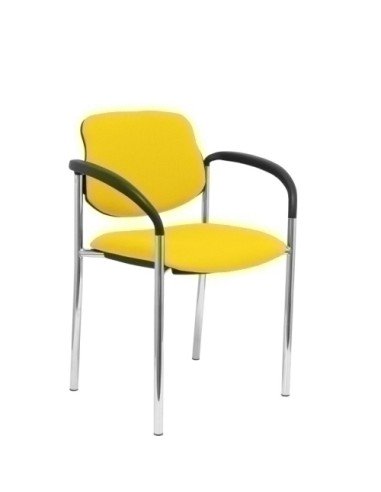 Silla fija Villalgordo bali amarillo chasis cromo con brazos