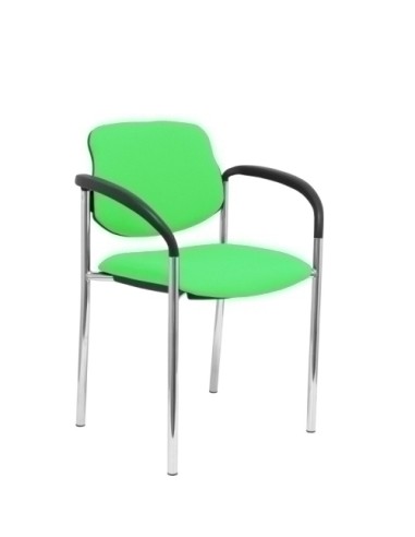 Silla fija Villalgordo bali pistacho chasis cromo con brazos