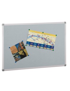 Tablero de corcho, tapizado en textil gris 90x120 cm