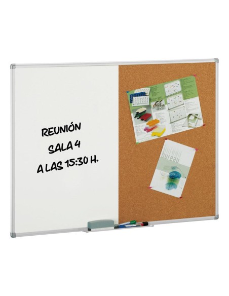 Pizarra doble uso corcho/blanca 60x90 cm