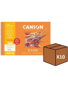 pack 10u bloc dibujo espiral basik con recuadro a4 20h 130g microperforado 20 de hojas gratis
