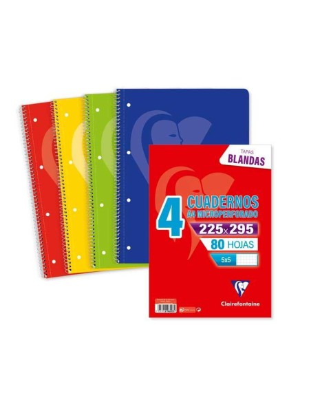 PAQ 4 CUAD ESP CLF MIMESYS A4 5X5 T/BL 80H 4T