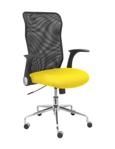Silla Minaya respaldo malla negro asiento bali amarillo