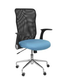 Silla Minaya respaldo malla negro asiento bali azul claro