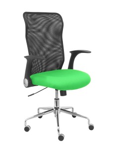 Silla Minaya respaldo malla negro asiento bali verde pistacho