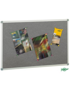 Tablero de corcho, tapizado en textil gris 90x120 cm