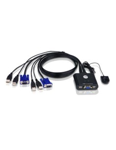 Switch KVM formato cable VGA USB de 2 puertos con selector remoto de puerto