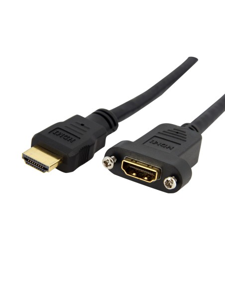 Cable Adaptador de 0,9m HDMI Hembra a Macho, Cable HDMI de Alta Velocidad 4K de Montaje en Panel, HDMI UHD 4K 30Hz, Ancho de Ban