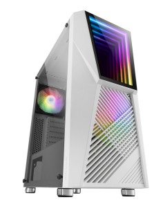 MC777W, Caja PC Gaming, Infinity Mirror ARGB, Cristal Templado, 2xVentilador Chroma ARGB, Blanco