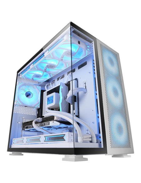 MC-NOVA2, Caja Gaming Custom XXL E-ATX, Doble Cristal Templado Continuo Sin Marco, Soporte Completo Refrigeración Líquida, Alumi
