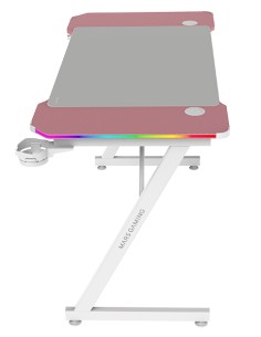 MGD-X120RGB, Mesa Gaming Ergonómica, Iluminación ARGB con Mando, Fibra de Carbono, Alfombrilla XXL, Soporte Auriculares y Bebida