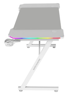 MGD-X120RGB, Mesa Gaming Ergonómica, Iluminación ARGB con Mando, Fibra de Carbono, Alfombrilla XXL, Soporte Auriculares y Bebida