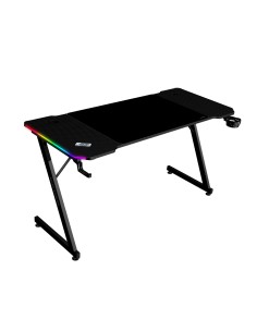 MGD-X140RGB, Mesa Gaming Ergonómica, Iluminación ARGB con Mando, Fibra de Carbono, Alfombrilla XXL, Soporte Auriculares y Bebida