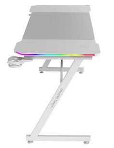 MGD-X140RGB, Mesa Gaming Ergonómica, Iluminación ARGB con Mando, Fibra de Carbono, Alfombrilla XXL, Soporte Auriculares y Bebida