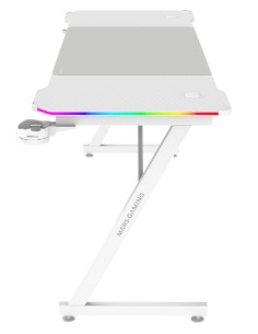 MGD-X160RGB, Mesa Gaming Ergonómica, Iluminación ARGB con Mando, Fibra de Carbono, Alfombrilla XXL, Soporte Auriculares y Bebida