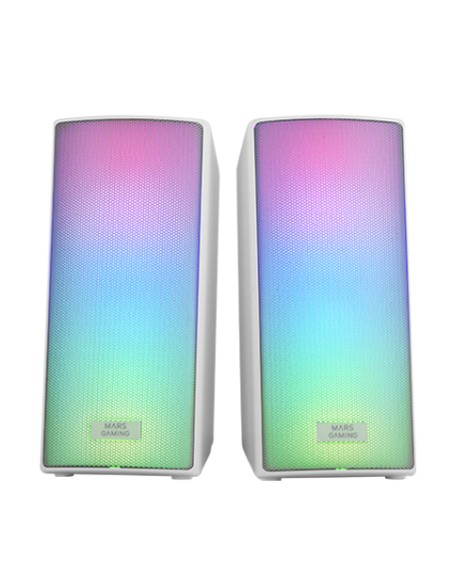 MSRGB2, Altavoces Bluetooth 5.3 15W, Procesador de Sonido DSP, Iluminación RGB Dinámica, Frontal Total Mesh, Altavoces Compactos