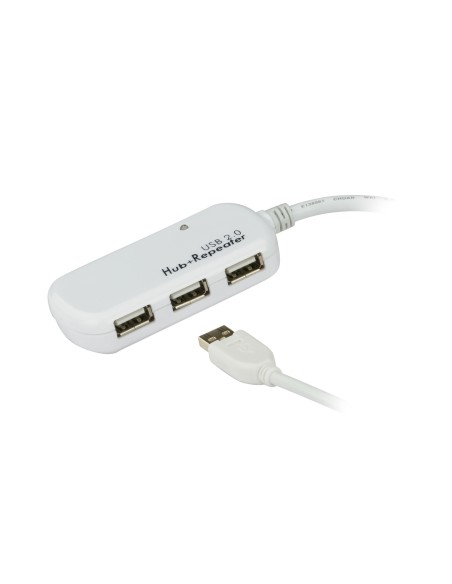 Cable extensor USB 2.0 de 12 m con hub de cuatro puertos (soporta conexión en cadena hasta 60 m)